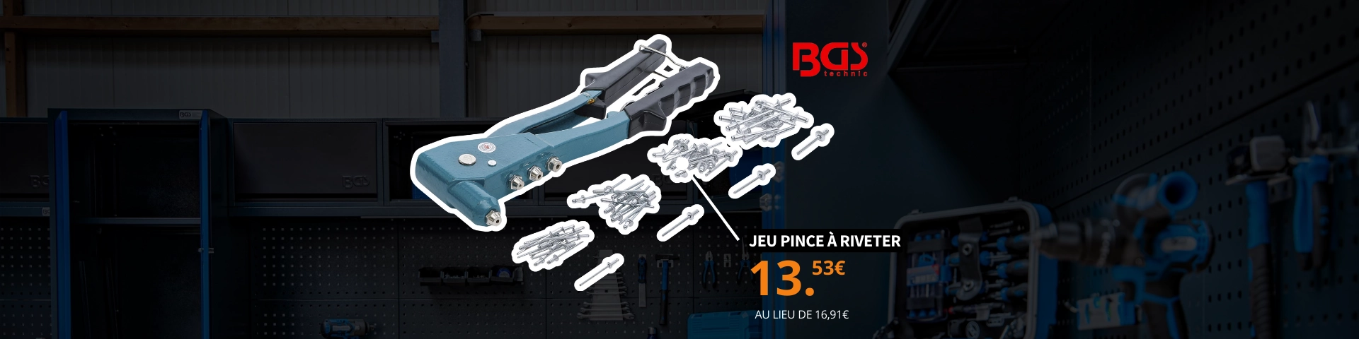 BGS Jeu pince à riveter 2,4 / 3,2 / 4,0 / 4,8 mm 250 mm
