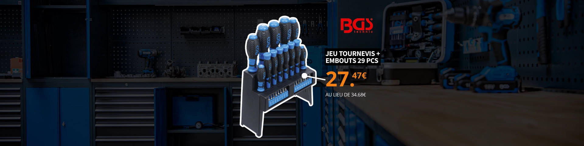BGS Jeu tournevis avec assortiment d'embouts en présentoir 29 pièces