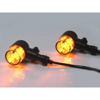 Paire de clignotants avant classique baril aluminium noir mat