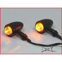 Paire de clignotants torpedo aluminium noir