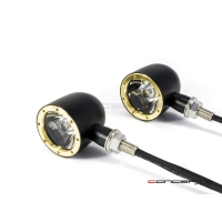 Paire de clignotants avant 2 fonctions noire et laiton