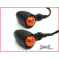 Paire de clignotants torpedo aluminium noir