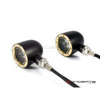 Paire de clignotants avant 2 fonctions noire et laiton