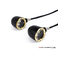 Paire de clignotants arrière 3 fonctions noir et laiton