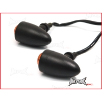 Paire de clignotants torpedo aluminium noir