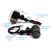 Paire de clignotants avant classique baril aluminium noir mat