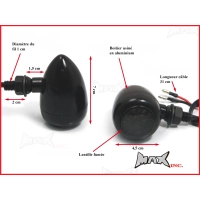 Paire de clignotants type phare cafe racer noir