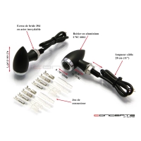 Paire de clignotants chubby noire mat et chrome