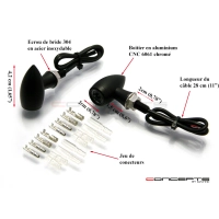 Paire de clignotants chubby noire mat