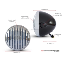 Phare avant universel noir 'prison bar' 11,5cm