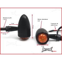 Paire de clignotants torpedo aluminium noir