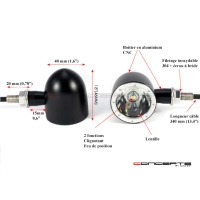 Paire de clignotants avant 2 fonctions noire et alu
