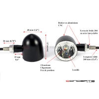 Paire de clignotants arrière 3 fonctions noire et alu