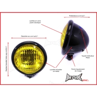 Phare avant vintage led 12v/35w noir