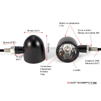 Paire de clignotants 3 fonctions noire