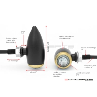 Paire de clignotants avant chubby xl noire et laiton