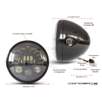Phare avant universel avec clignotants intégrés 19cm