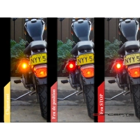 Paire de clignotants arrière 3 fonctions noire et alu