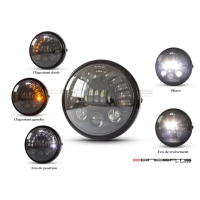 Phare avant universel avec clignotants intégrés 19cm