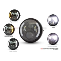 Phare avant universel avec clignotants intégrés 19cm