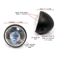 Phare avant universel 19 cm métal noir mat