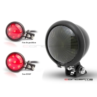 Mini feu arrière 7,6 cm noir, noir et chrome ou chrome