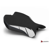 Couvre selle team yamaha pilote luimoto yamaha r6 (17-18) blanc et coutures bleues