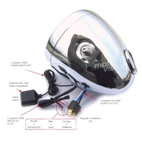 Phare avant vintage style avec compteur digital intégré