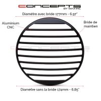 Grille de phare  7" aluminium cnc vent grill design