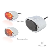 Paire de feu led arrière oval chromé classique - feu stop et position