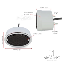 Paire de feu led arrière oval chromé classique - feu stop et position