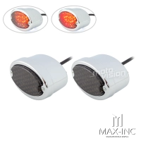 Paire de feu led arrière oval chromé classique - feu stop et position