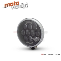 Phare universel noir et chromé en métal 15,6 cm, position/phare