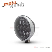 Phare universel noir et chromé en métal 15,6 cm, position/phare