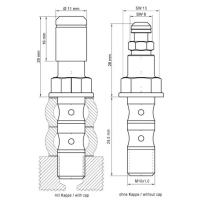 Vis creuse double stahlbus m10x1,0x19  avec soupape de purge en aluminium