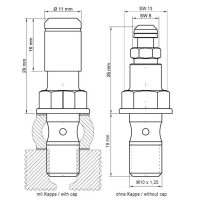 Vis creuse stahlbus m10x1,0x19  avec soupape de purge en aluminium