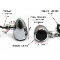 Paire de clignotants type phare cafe racer chromé