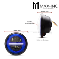 Phare avant 14,6cm/5.75" - insert feux de jour led rouge