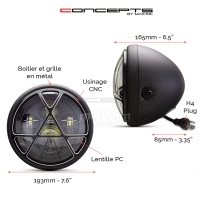 Phare avant led 7,7" phare et code anarchy grill