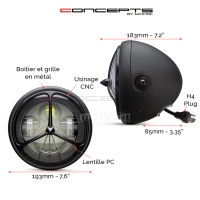 Phare avant led 7,7" phare et code tri-benz grill