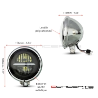 Phare à led classique / moderne en métal de style bates de 5,75 po, chrome