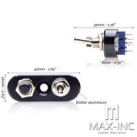 Bloc 2 interrupteurs old school aluminium noir universel