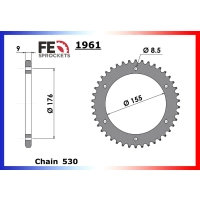 Kit chaine france équipement honda cbr.929/954.rr '00/03 16x43 rk530gxw chaine 530 xw'ring ultra renforcee - couronne acier