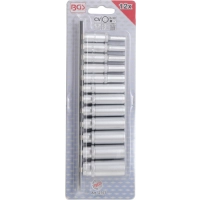 Jeu de douilles, douze pans, profondes | 6,3 mm (1/4") | en pouces | 12 pièces