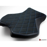 Couvre selle diamond edition pilote luimoto yamaha r6 (17-18) coutures blanches