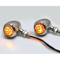 Paire de clignotants type phare cafe racer chromé