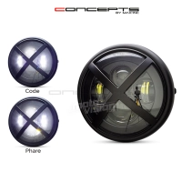 Phare avant led 7,7" phare et code x-rally grill