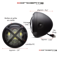 Phare avant led 7,7" phare et code x-rally grill