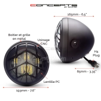 Phare avant led 7,7" phare et code spyder grill