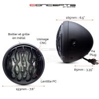 Phare avant led 7,7" phare et code flame grill